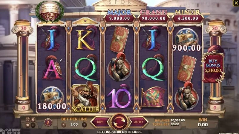 Ancient Rome Deluxe AI – bonusskærm med ekstra præmier
